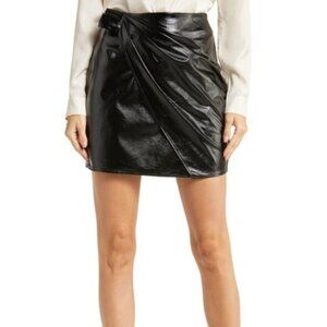Stella Nova Margritt 999 Black Skirt Size 4 NWT EU Size 36 Draped vegan leather